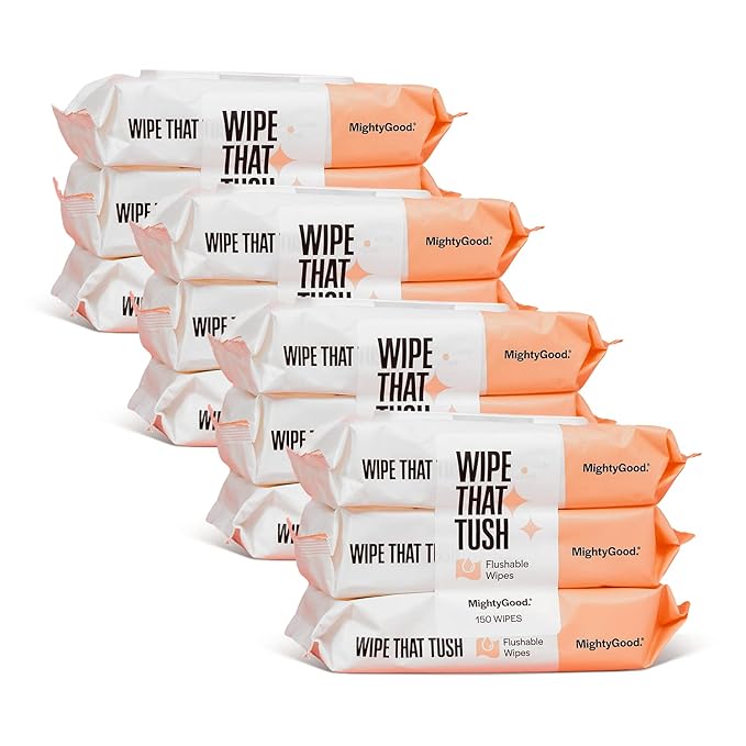 Wipe That Tush Flushable Wipes - 4 packs of 150 Wipes - 600 Total Wipes - Hypoallergenic & Fragrance-Free Wipes with Aloe - Flushable Tested & Septic-Safe