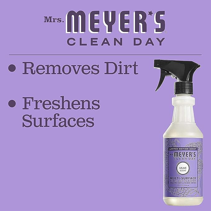 MRS. MEYER'S CLEAN DAY Multi-Surface Everyday Cleaner, Limited Edition Lilac Scent, Removes Dirt & Freshens Surfaces, 16 FL OZ Spray Bottle (Pack of 6)