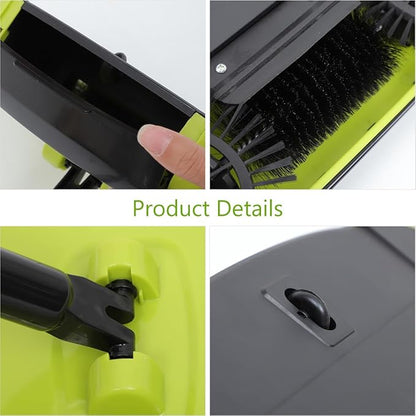 Floor Sweeper Manual, 3 in 1 Carpet Cleaner Machine Push Broom Clean Lazy Dustpan Trash Bin 360° Rotating Floor Clean Mop for Hardwood Ceramic Tiles