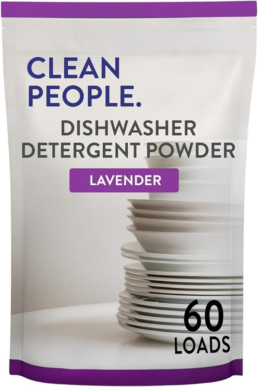 The Clean People Dishwasher Detergent Powder | Cuts Grease and Rinses Sparkling Clean | Residue-Free | Lavender, 60 Load