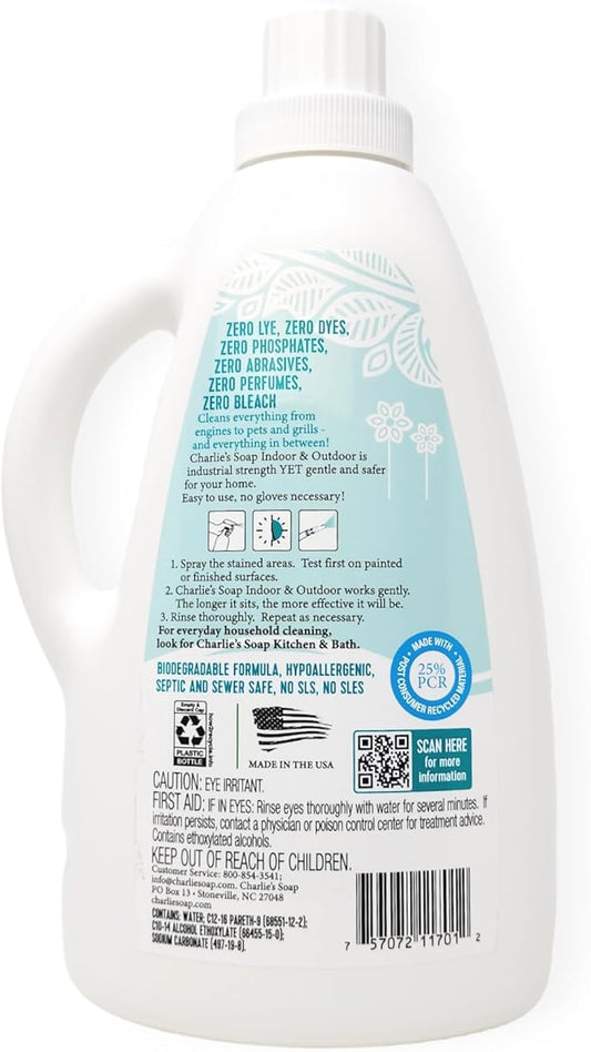 Charlie's Soap Indoor & Outdoor Surface Cleaner Refill (75 Fl. Oz.) Biodegradable Natural Outdoor Cleaning Spray – Safe for Indoor Use (1 Pack)