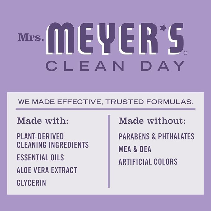 MRS. MEYER'S CLEAN DAY Liquid Dish Soap, Lilac Scent, 16 Ounce Bottle (Pack of 3)