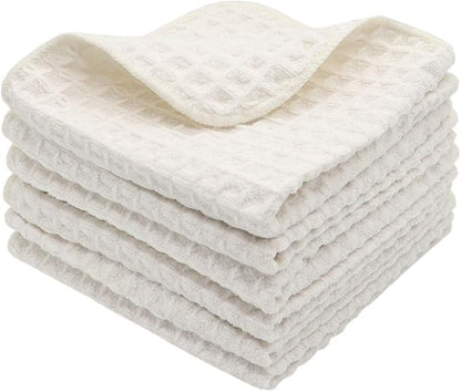Microfiber Kitchen Cleaning Cloth Thick Dish Rags Waffle Weave Washcloths Dish Cloths Ultra Absorbent Odor Free 12inch X 12inch 6 Pack Beige