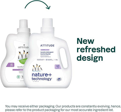 ATTITUDE Liquid Laundry Detergent, EWG Verified Laundry Soap, HE Compatible, Vegan and Plant Based Products, Cruelty-Free, Lavender, 40 Loads, 67.6 Fl Oz