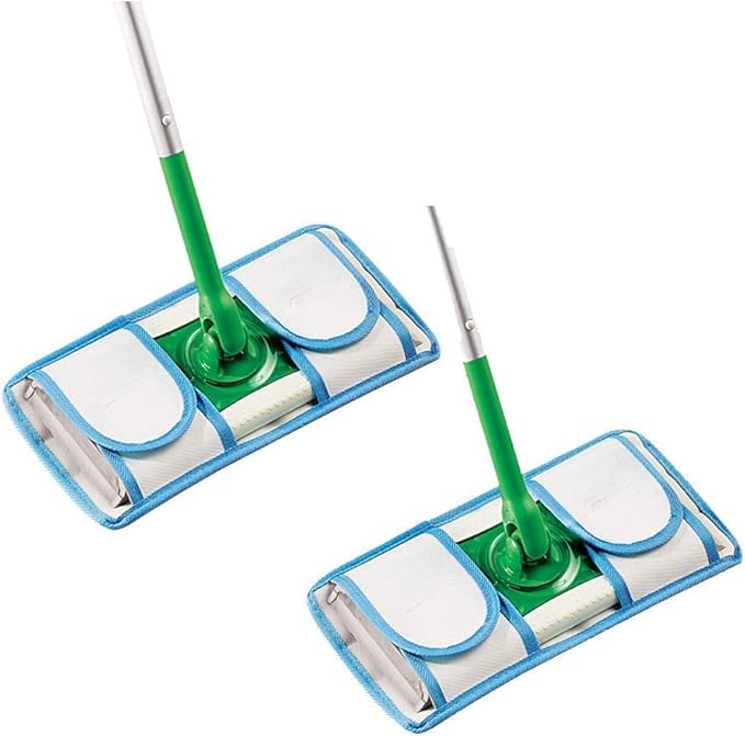 Reusable Microfiber Mop Pads | Durable Machine Washable Refills | Compatible with Swiffer Dry Mops | Flat Mop Pads for Efficient Floor Cleaning | 2 Pack