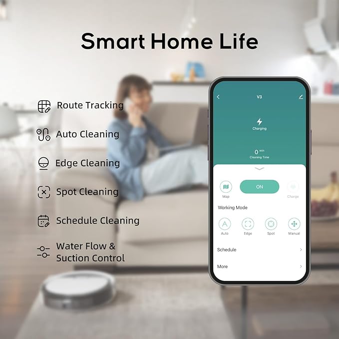V3 Robot Vacuum and Mop Combo,KIPVVO 3-in-1 Ultra Thin Self-Charging Automatic Robot Vacuum Cleaners with 5000Pa Strong Suction,120mins Runtime,WiFi/App/Remote Control for Hard Floors,Pet Hair,Carpets
