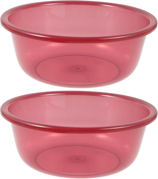 Round Plastic Wash Basin: 2pcs Stackable Camping Dishpan Vegetable Fruit Dish Tub Foot Soak Tub Laundry Hand Wash Bucket Dish Pans for Washing Storage Cleaning Supplies