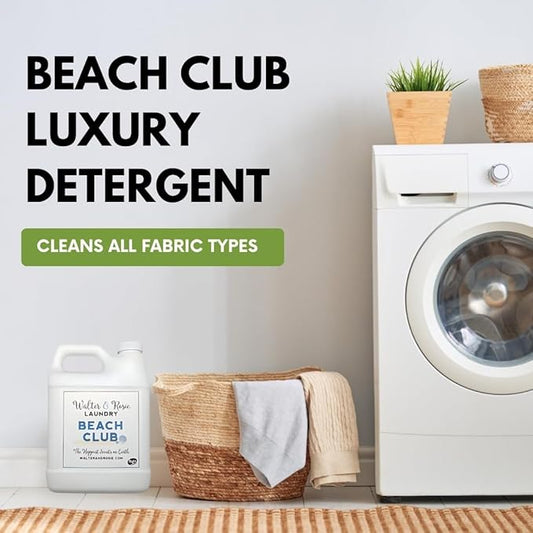 Walter & Rosie Beach Club Luxury Detergent - Inspired Scent with Green Notes & White Jasmine - Cleans All Fabric Types - Ideal for Machine & Handwash - The Happiest Detergent on Earth - 64 Oz