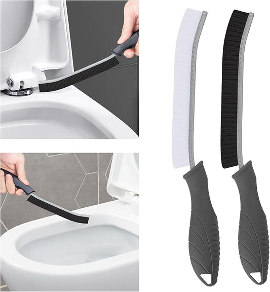 Toilet Brush, 2 Pcs Bathroom Cleaning Brush, Gap Scrub Brush with Hanging Hole, Multifunctional Hard Bristle Crevice Cleaning Brush, Cleaner Tools for Sinks, Tub, Shower, Tile, Toilet Seat (2, Grey)