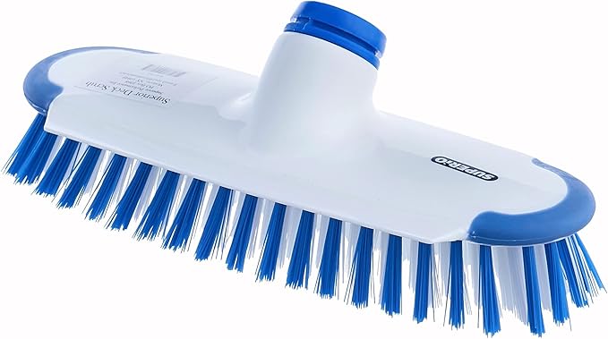 Superio Deck Scrub Brush Head Heavy Duty Stiff Bristles Replacement, Brush Refill with Scraper - Cleans Hot Tub, Swimming Pool, Granite Tiles, Bathroom, Patio, Kitchen, Wall, and Deck