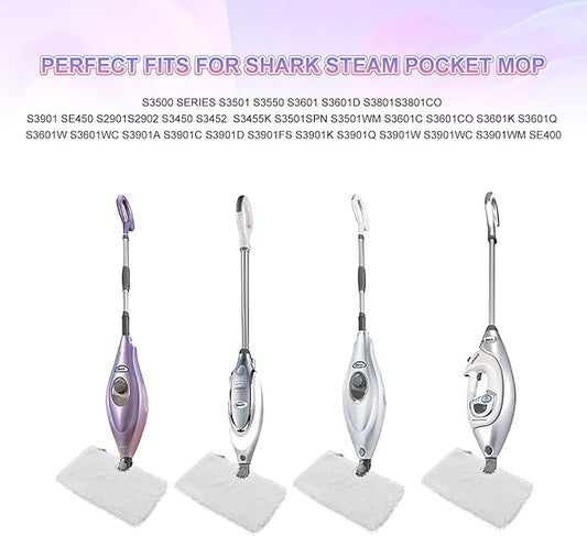 Steam Mop Replacement Pads for Shark Steam Mops S3500 Series S3501 S3601 S3550 S3901 SE450 S3801CO S3601D S2901 S2902 Steam Pocket Mop Pads Floor Cleaning Microfiber Reusable for Shark Mop Pads,3 Pack