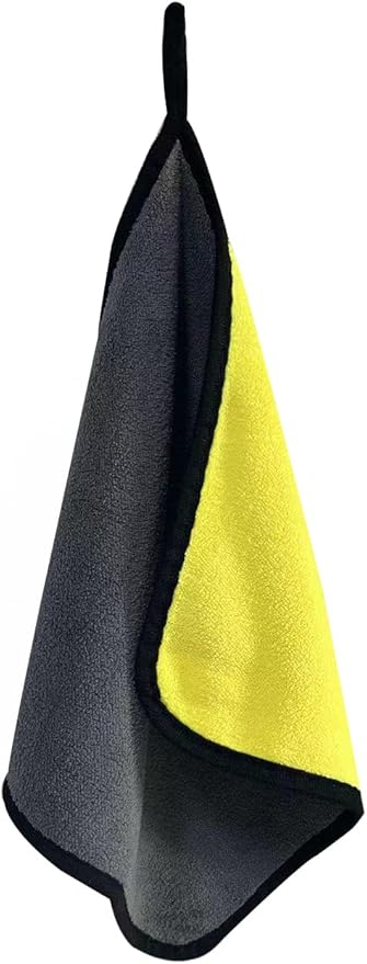 Microfiber cleaning cloth, Reusable and Lint-Free Cleaning Cloths for Car Wash, Detailing, Pet Drying, and Home Cleaning Supplies, Pack of 10 (10-Pack 11.8"" x 11.8""), Grey-yellow