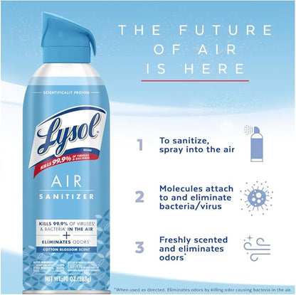 Lysol Air Sanitizer Spray, For Air Sanitization and Odor Elimination, Simple Fresh, Lavender, Cotton Blossom 10 Fl. Oz (Pack of 3)