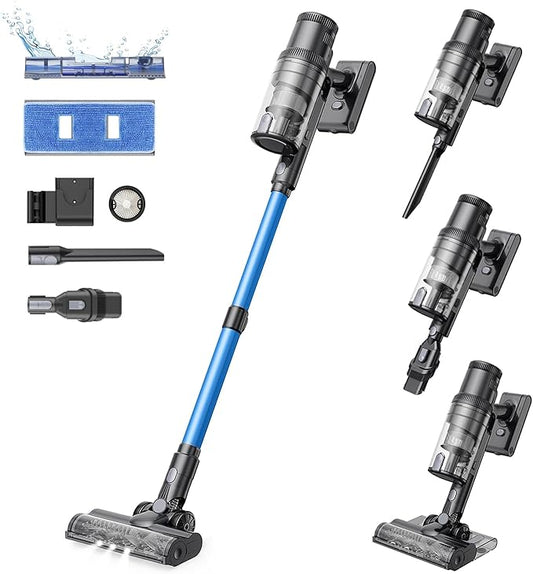 Proscenic P11 Mopping Wet Dry Cordless Vacuum and Mop Combo, High Suction Lightweight Stick Vacuum with LED Display, Long Runtime, Blue, for Pet Hair, Hardwood, Carpet