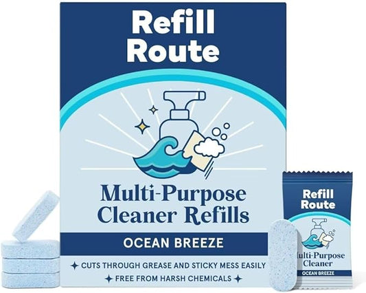Splash-Spray All Purpose Cleaner – 12 Tablets (12 x 16 Fl oz) Multipurpose Cleaners -Can Make 192 Fl oz Multi Surface Cleaner(12 x 16 Fl oz) - Vegan, No Plastic - Ocean Breeze