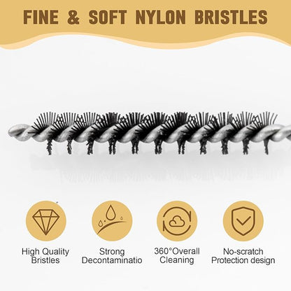 Milk Foamer Hose Brush, Pipe Tube Cleaner Brush for Espresso & Coffee Machine, Cleaning Glass Pipes, Baby Bottles, Straws & More - Nylon Bristles Cleaning Brushes with Flexible Handle, 12-1/2 Inches
