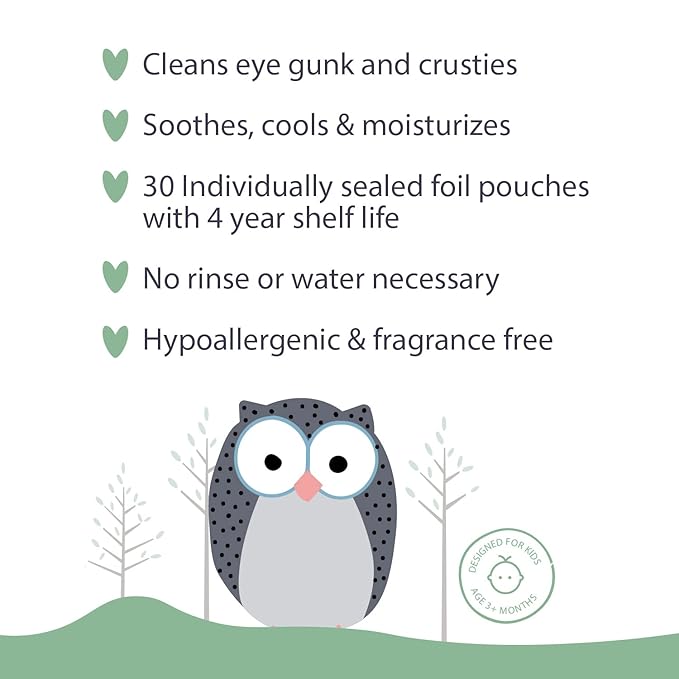 Lil' Peepers Baby Eye Wipes and Eyelid Cleanser, Preservative-Free & Rinse-Free, Pediatrician Recommended Hypoallergenic Soft Eyelid Wipes for Babies, Kids and Adults (30 Count)