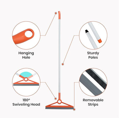 MAVRIZ Air Broom with Removable Rubber Strip and Brush Bristle, Silicone Broom for Indoor Cleaning, Multifunctional Floor Squeegee for Dust, Hair, Liquids