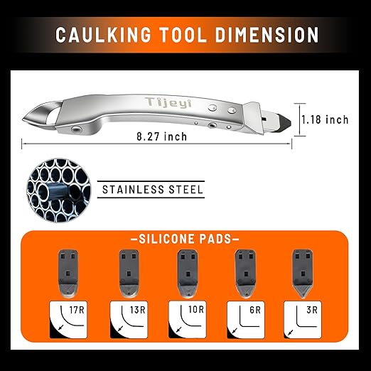 Caulking Tool Kit Stainless Steel Grout Removal Tool,4 in 1 Tile Caulk Remover Tool,Silicone Scraper Caulk Finishing Tools for Kitchen Bathroom Floor Sealant Caulk Window Sink Joint