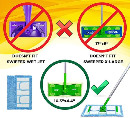 4 Pack Reusable Microfiber Mop Pads for Swiffer Sweeper and All 10-12 Inch Flat Mop Upgraded Wet Dry Cleaning Pads for All Hard-Floor