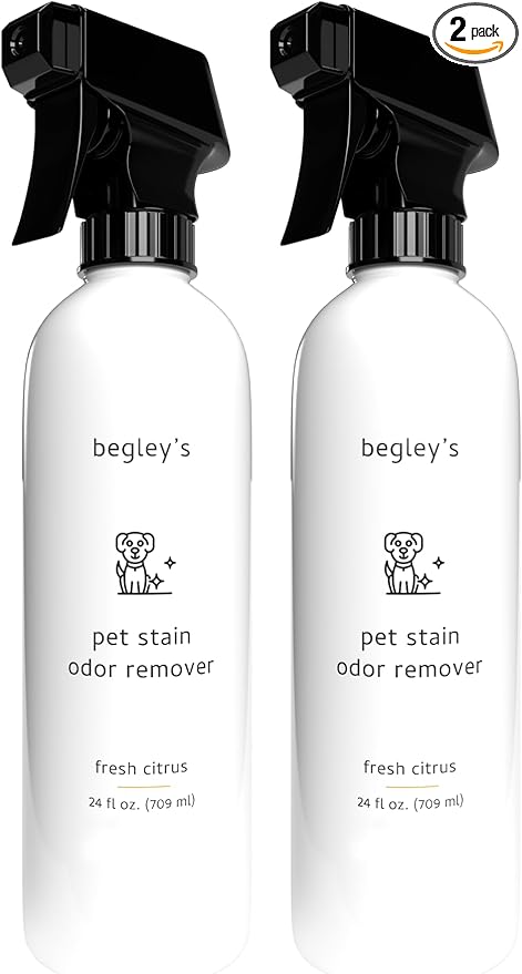 Begley's Pet Stain and Odor Remover - Pet Odor Eliminator for Home - Pet Urine Enzyme Cleaner - Pet Carpet Cleaner for Pets - Enzymatic Cleaner for Dog Urine, Cat Pee, Feces - 24 Ounce, 2 Pack