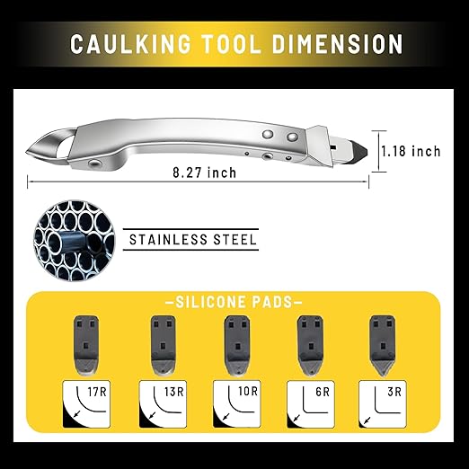 Silicone Caulking Tools Kit Stainless Steel Grout Removal Tool,4 in 1 Tile Caulk Remover Tool,Caulk Tool Sealant Scraper Finishing Tools for Kitchen Bathroom Floor Window Sink Joint Siding