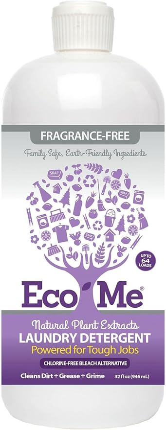 Eco-me Plant Based Concentrated Laundry Detergent, Fragrance-Free, Clear, Unscented, 32 Fl.Oz