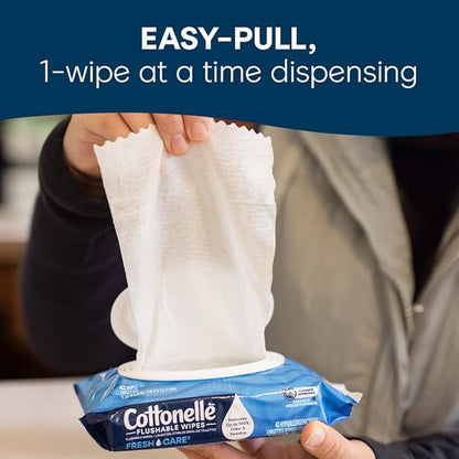 Cottonelle Fresh Care On-The-Go Flushable Wet Wipes, Adult Wet Wipes, 24 On-The-Go Pack, 14 Wipes Per Pack (336 Total Wipes), Packaging May Vary