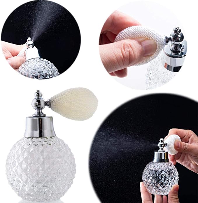 100ml Crystal Perfume Bottle Long Spray Tassels Atomizer Pump Refillable Glass Bottles. (white)