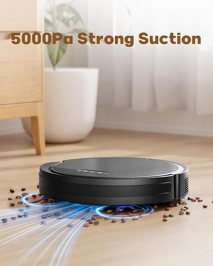 V3 3 in 1 Robot Vacuum and Mop with 5000Pa Suction Power, Works with 2.4GWifi/ Alexa/App/, Self-Charging Vacuum Cleaner, Tangle-Free, Ideal for Pet Hair,Carpet and Hard Floor