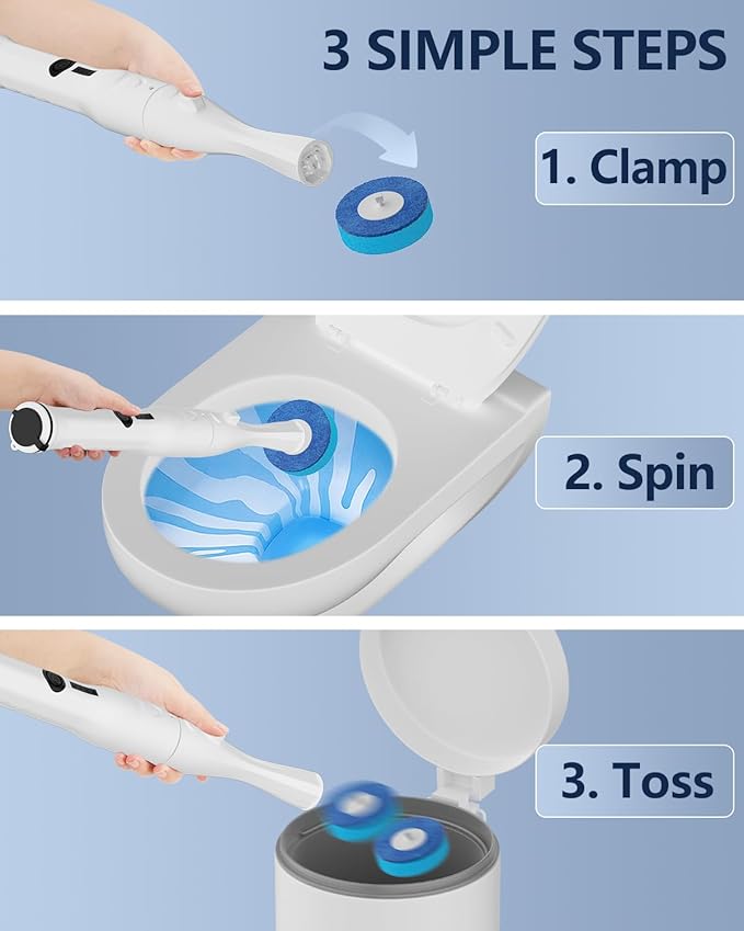 24 Wand Refills and Replaceable Brush Heads Kit for Leebein HK-047 Electric Toilet Brush, Hard Nylon Brush Head and TPU Silicone Brush Head, 24PCS Sponge Pad with Cleaner, Machine Not Included