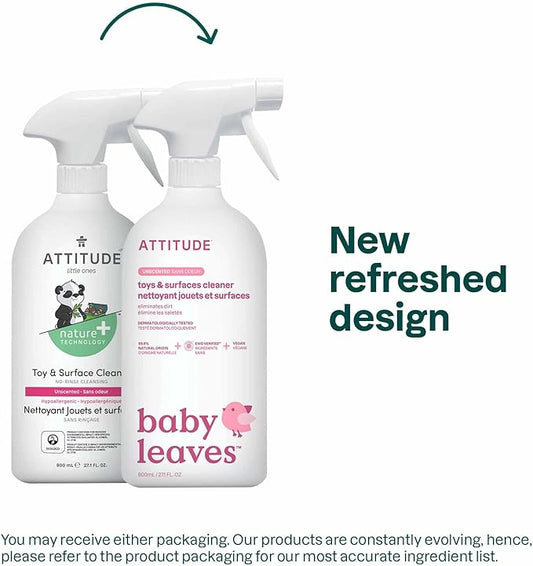 ATTITUDE Toy and Surface Cleaner, EWG Verified Multi-Surface Products, Vegan, Naturally Derived Multipurpose Cleaning Spray, Unscented, 27.1 Fl Oz (Pack of 6)