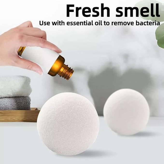 6pcs Wool Dryer Balls, Reusable Wool Laundry Balls Natural Fabric Softener Pet Hair Remover for Laundry for Speeding Up Dry Time