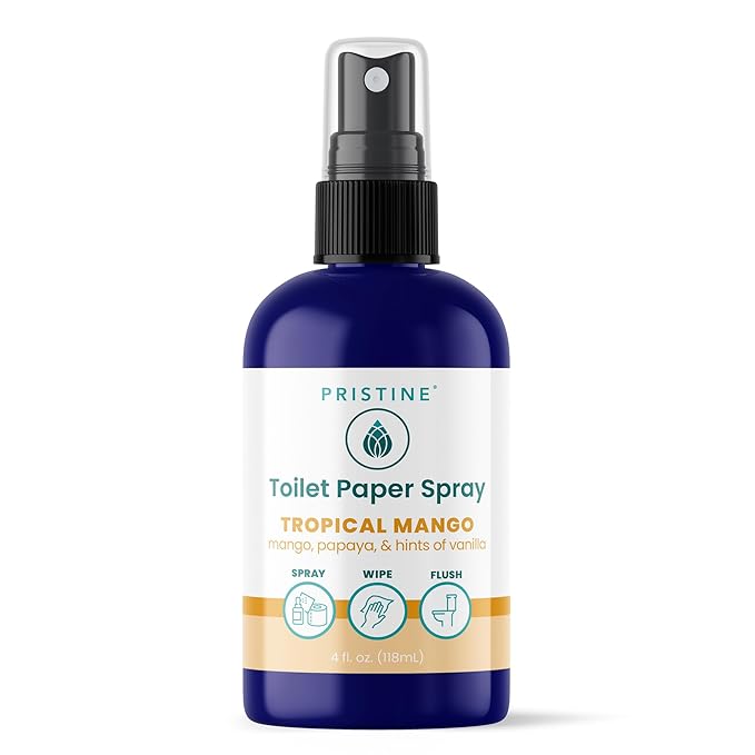Toilet Paper Spray - As Seen on Shark Tank, More Natural Personal Cleansing Wipes & Flushable Wet Wipes Alternative, Spray Toilet Paper to Create Flushable Wipe, Tropical Mango, 4 fl oz