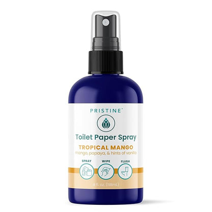 Toilet Paper Spray - As Seen on Shark Tank, More Natural Personal Cleansing Wipes & Flushable Wet Wipes Alternative, Spray Toilet Paper to Create Flushable Wipe, Tropical Mango, 4 fl oz