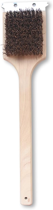 Deluxe Large Wood BBQ Brush Palmyra Bristles (Safe-Contains No Metal Bristles), Beige