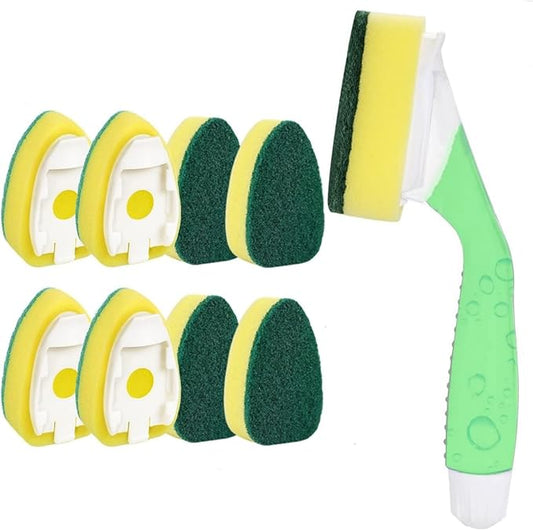 Dish Wand with 4Pack Replacement Dish Wand Sponges,Dish Brush Pads Kitchen Cleaning Sets,Non-Scratch Dishwand Kit