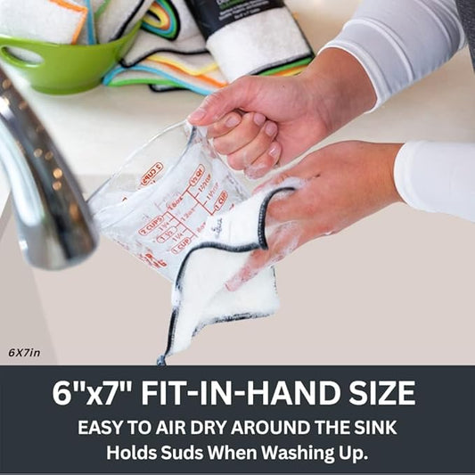 Whiffkitch DISHCLOTHS for Kitchen and Multi Surface Cleaning, 6"x7" and 9"x9" Bundled Set, Reusable, Washable, Scrub-Non-Scratch, Absorbent, Quick Drying, Household Essential