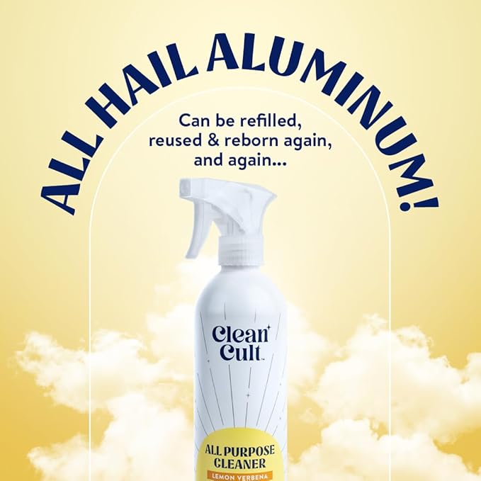 Cleancult - Lemon Verbena - All Purpose Cleaner - Refillable Aluminum Bottle - Cleaner Spray that Removes Dirty & Grime - 16 oz - 2 Pack