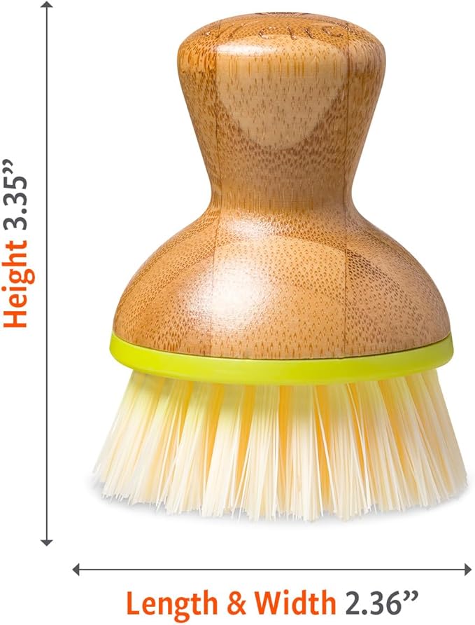 Full Circle Bubble Up - Bamboo Dish Brush – Ergonomic Palm Scrubber with Handle for Kitchen Cleaning, Green, Pack of 2
