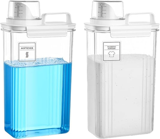 Laundry Detergent Dispenser for Laundry Room,94oz Fabric Softener Dispenser,Liquid Laundry Detergent Container,Laundry Detergent Organizer for Laundry Room Organization with 6 Labels,2 Pack