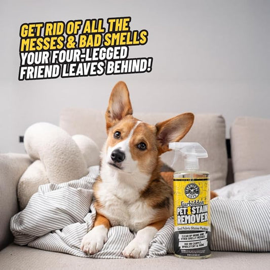 Chemical Guys Furbidden Pet Stain Remover For Car & Home, Carpet & Upholstery Cleaner, Eliminates Pet Odors & Stains From Urine & Vomit, Multi-Surface Pet Odor Neutralizer - From (32 Fl Oz)