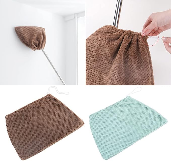 2PCS Reusable Floor Cleaning Cloth Broom Replacement Cloth Cotton Mop Pad Lazy Broom Cover Washable Duster Mopping Refills for Wet & Dry Floor Cleaning(Random Color)