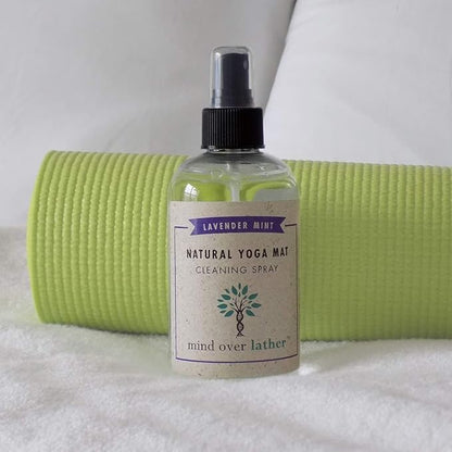 100% Natural Yoga Mat Cleaning Spray 8oz | Works with All Mats | Cleans and Restores Using Essential Oils Naturally | Calming Lavender Mint