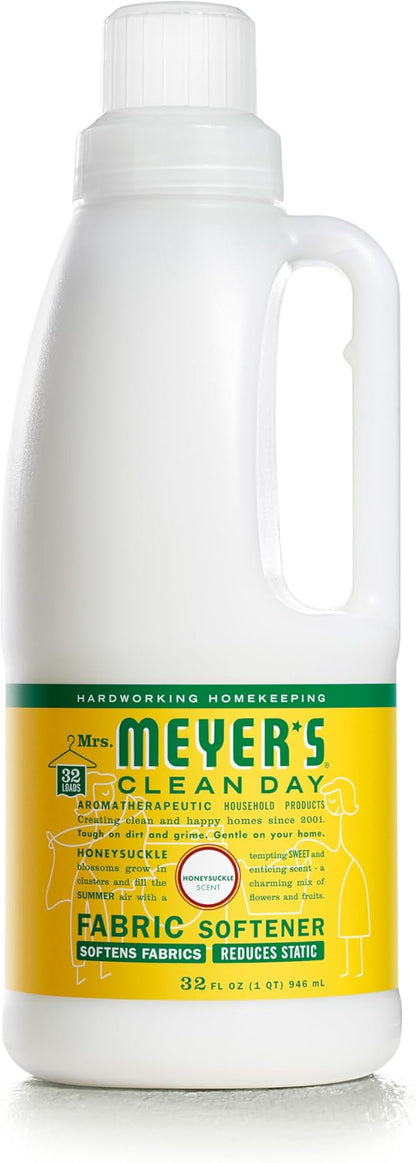 MRS. MEYER'S CLEAN DAY Liquid Fabric Softener, Infused with Essential Oils, Paraben Free, Honeysuckle, 32 oz (32 Loads)