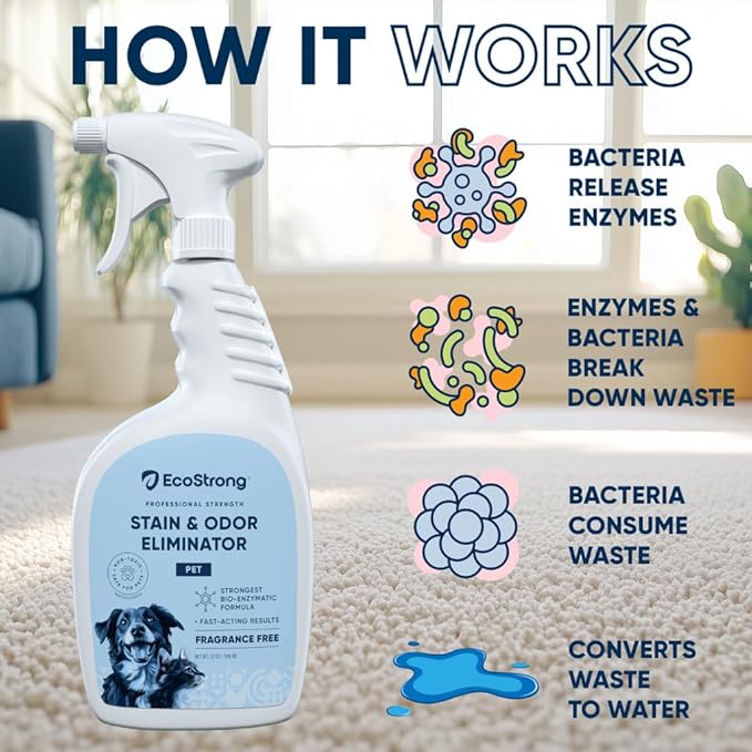 Pet Stain and Odor Remover - Cat Urine Enzyme Cleaner, Urine Destroyer for Dogs, Pet Urine Enzyme Cleaner [All New Fragrance Free] - 32oz