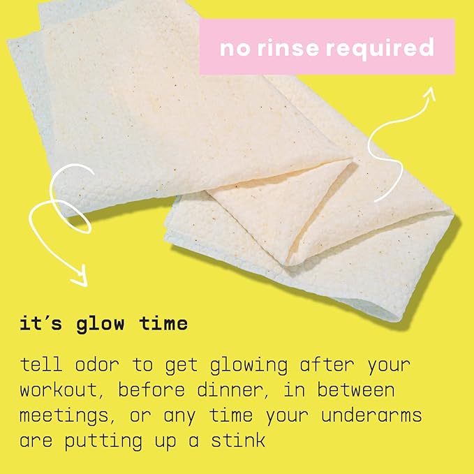 Glow Line Deodorant Wipes - 15ct Lavender Rose Deodorant for Women w/Zinc, Probiotics & Prebiotics - Individually Wrapped - Sweat Wipes for Hydrating, Odor Control & Cleansing
