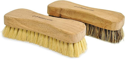 All-Natural Wooden Scrub Brush Set | Wooden Handle | Tampico and Palmyra bristles | Eco Friendly Cleaning Products | Pack of 2
