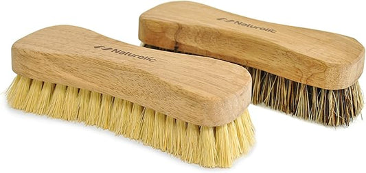 All-Natural Wooden Scrub Brush Set | Wooden Handle | Tampico and Palmyra bristles | Eco Friendly Cleaning Products | Pack of 2