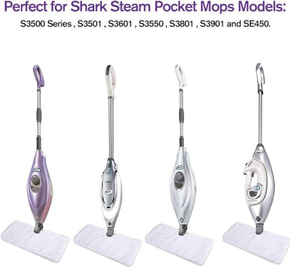 2 Pack Microfiber Steam Pocket Mop Pads Compatible for Shark Rectangle Mop Head S3500 Series ,S3501 ,S3601 ,S3550 ,S3901 ,S3801 ,SE450 ,S3801CO, S3601D ,SE450, Model # P119W,Machine Washable, Reusable